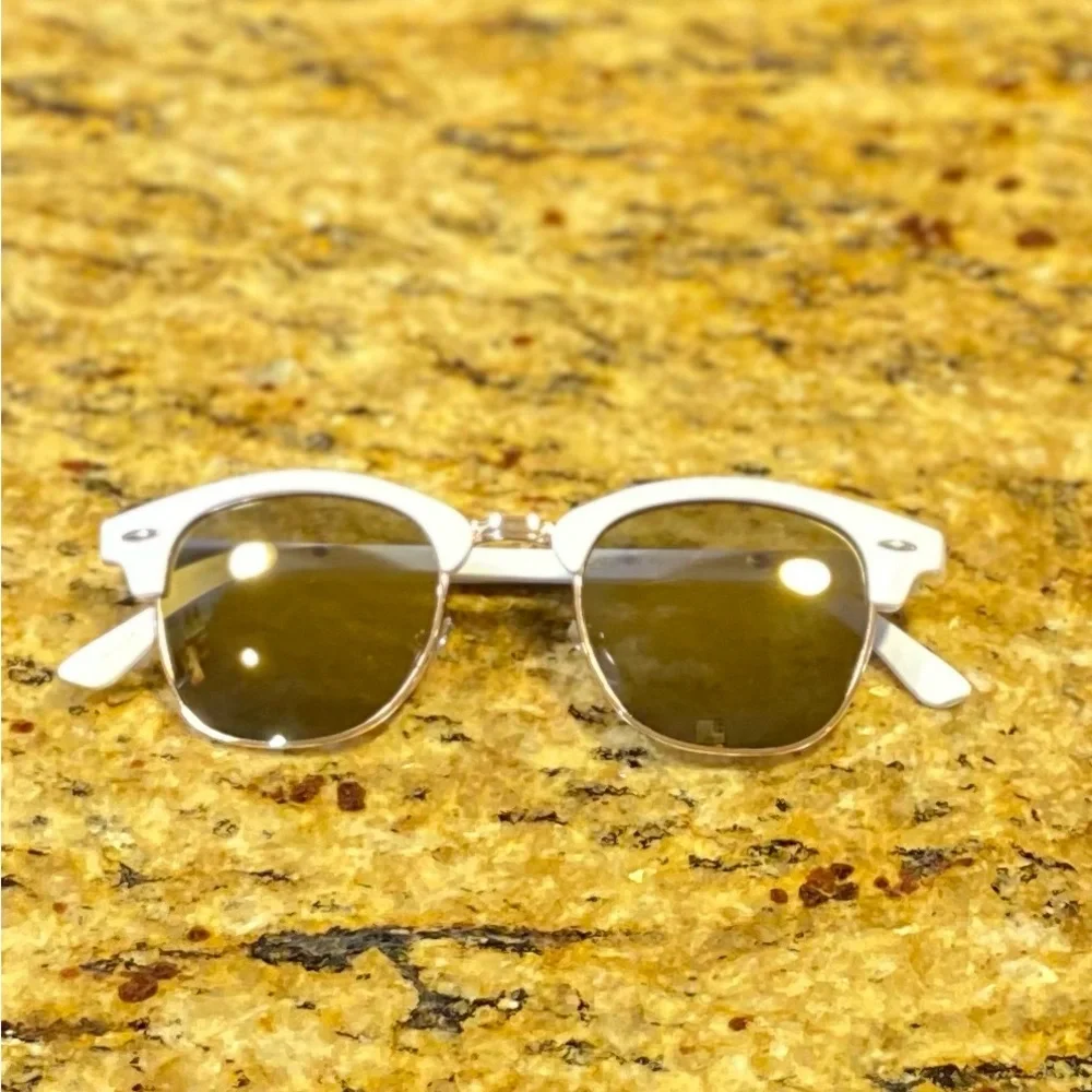 Kids Retro Fashion White Half Frame Flash Mirror Lens Sunglasses Mirrored Shades
